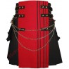 INTERCHANGEABLE BLACK RED CANVAS CARGO UTILITY KILT RACING STRIPES