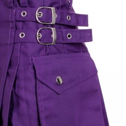 Ladies Purple Utility Scottish Kilt Skirt Cotton