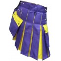 Scottish Utility Kilt Highland Purple&Yellow 100%Cotton Unisex Adult Custom Made