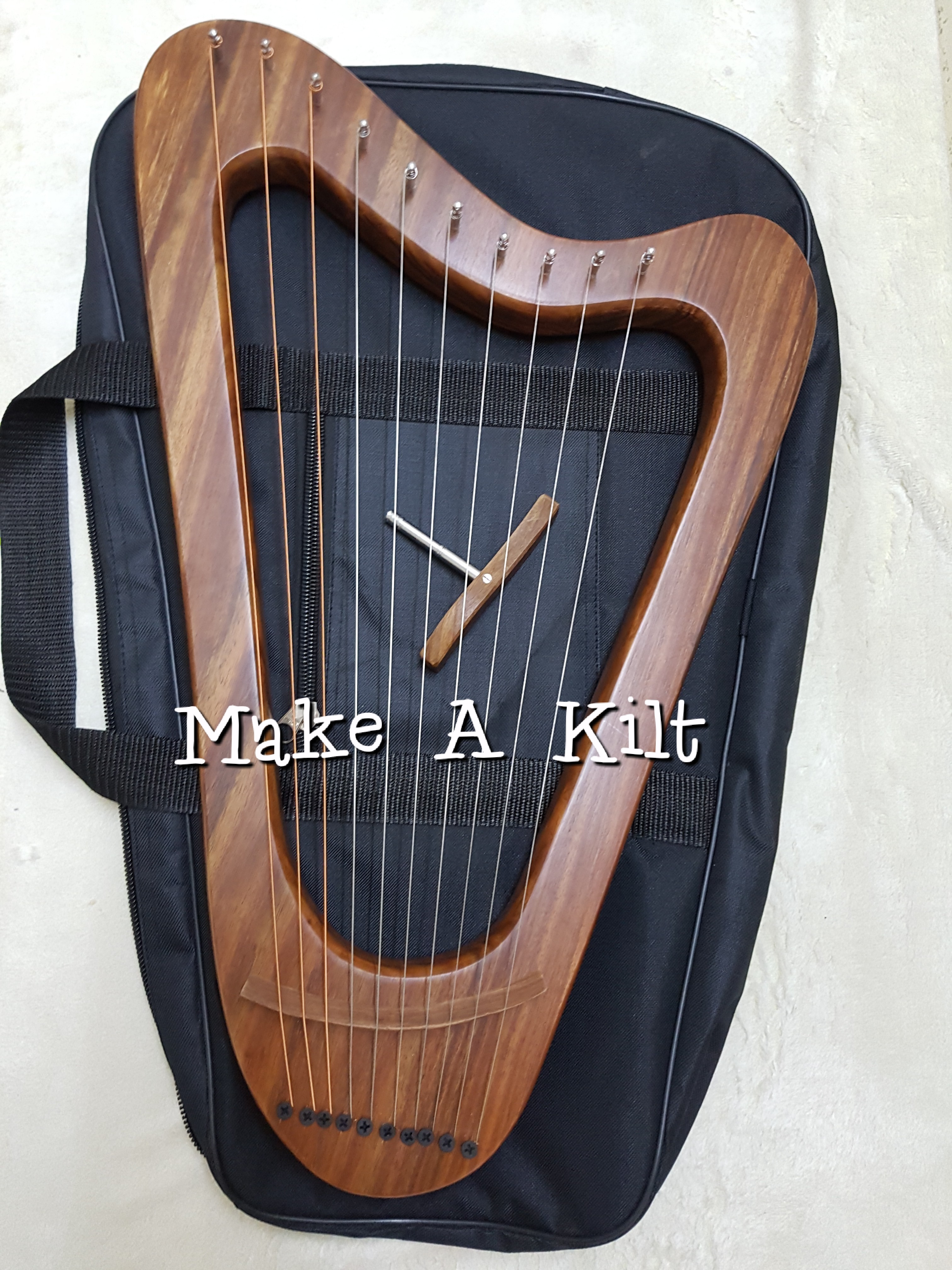 Celtic Lyra Harp with Free Carrying Case Lyre Harp Rose Wood 10 Metal Strings 