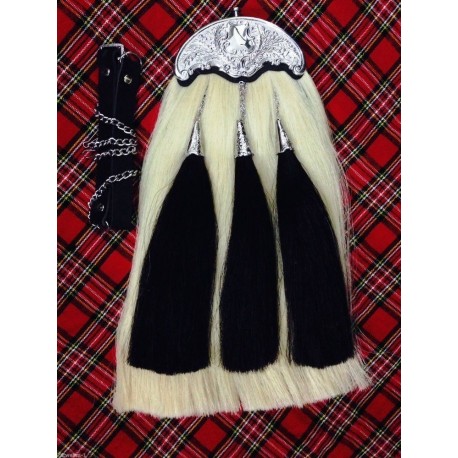 Scottish Kilt Sporran White Horse Hair Antique Cantle/Bagpipe Piper Kilt Sporran