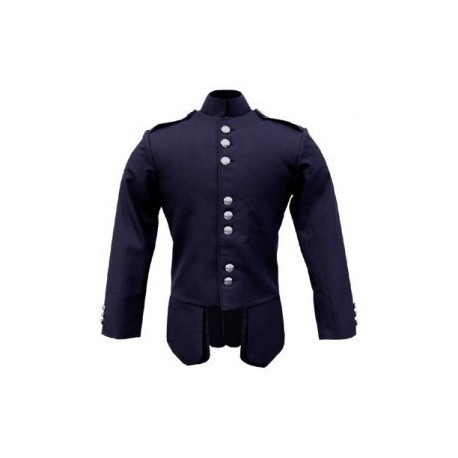 Navy Scots Guards Style Doublet in Gabardine Wool with Silver Buttons